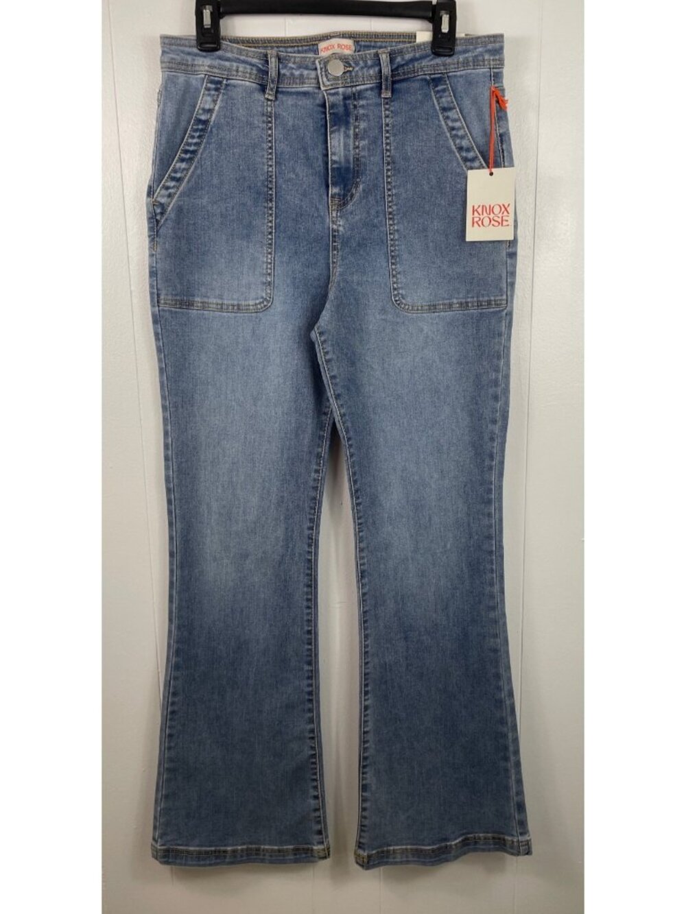 Knox Rose The Anywhere Flare Denim Pants High Rise Size 12 Light Blue Stretch